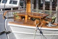 Furniture on board the yacht close-up. Royalty Free Stock Photo