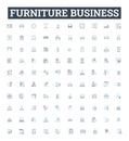 Furniture business vector line icons set. Furniture, business, furnishings, store, chairs, tables, sofas illustration