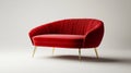 A furniture catalog features a red velvet sofa with elegant design in a studio shot for interior decor Royalty Free Stock Photo