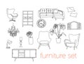 Interior design vector illustration. furniture of living room.