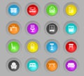 Furniture colored plastic round buttons icon set