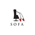 Furniture company logo design incorporated with sofa and sexy hand of woman