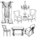 Furniture curtains set arm3 Royalty Free Stock Photo