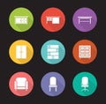 Furniture flat design icons set Royalty Free Stock Photo