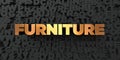 Furniture - Gold text on black background - 3D rendered royalty free stock picture