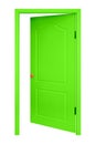 Furniture - Green inside open door in the orange handle. Isolated Royalty Free Stock Photo