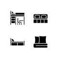 Furniture for home black glyph icons set on white space