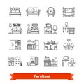 Furniture and home decor. Thin line art icons set Royalty Free Stock Photo