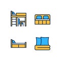 Furniture for home pixel perfect RGB color icons set