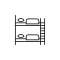 Furniture for hostel bunk bed linear icon