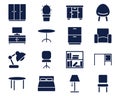 Furniture icon glyph set cool cute icon pack Royalty Free Stock Photo