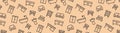 furniture icon seamless pattern background, repeat wallpaper brown color, desk chair, bed, living room Royalty Free Stock Photo