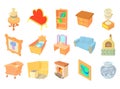 Furniture icon set, cartoon style Royalty Free Stock Photo