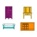 Furniture icon set, color outline style