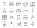 Furniture icon set. It included home appliances, room, cabinet, closet, and more icons. Editable Vector Stroke.