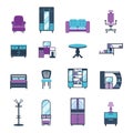 Furniture icons home design modern living room furnished apartment symbols vector illustration Royalty Free Stock Photo