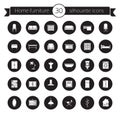 Furniture icons set. Black Royalty Free Stock Photo