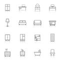 Furniture icons set. Flat vector illustration on white background. Universal icon for web design