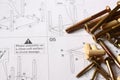 Furniture instructions with fixings Royalty Free Stock Photo