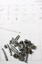 Furniture instructions with fixings Royalty Free Stock Photo