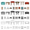 Furniture and interior cartoon icons in set collection for design.Home furniture vector symbol stock web illustration. Royalty Free Stock Photo