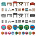 Furniture and interior cartoon icons in set collection for design.Home furniture vector symbol stock web illustration. Royalty Free Stock Photo