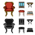 Furniture, interior, design, chair .Furniture and home interiorset collection icons in cartoon,black style vector symbol