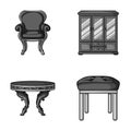 Furniture, interior, design, chair .Furniture and home interiorset collection icons in monochrome style vector symbol