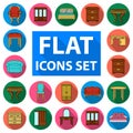 Furniture and interior flat icons in set collection for design.Home furniture vector symbol stock web illustration. Royalty Free Stock Photo