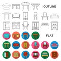 Furniture and interior flat icons in set collection for design.Home furniture vector symbol stock web illustration. Royalty Free Stock Photo