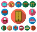 Furniture and interior flat icons in set collection for design.Home furniture vector symbol stock web illustration. Royalty Free Stock Photo