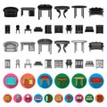 Furniture and interior flat icons in set collection for design.Home furniture vector symbol stock web illustration. Royalty Free Stock Photo