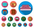 Furniture and interior flat icons in set collection for design.Home furniture vector symbol stock web illustration. Royalty Free Stock Photo