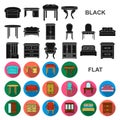 Furniture and interior flat icons in set collection for design.Home furniture vector symbol stock web illustration. Royalty Free Stock Photo