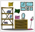 Furniture. Interior. Household items. Isolated vector objects from the set about the house, apartment, interior design, comfort. C Royalty Free Stock Photo