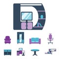 Furniture interior icons home design modern living room house comfortable apartment vector illustration Royalty Free Stock Photo