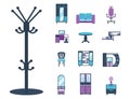 Furniture interior icons home design modern living room house comfortable apartment vector illustration Royalty Free Stock Photo