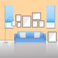 Furniture Interior. Living room with sofa. Vector illustration