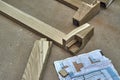 Furniture legs from solid oak. Wooden furniture manufacturing process