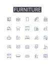 Furniture line icons collection. Partnership, Teamwork, Synergy, Unity, Connection, Collaboration, Coordination vector