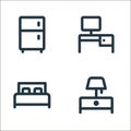 furniture line icons. linear set. quality vector line set such as bedside table, bed, desk Royalty Free Stock Photo