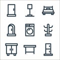 furniture line icons. linear set. quality vector line set such as refrigerator, table, cupboard, hanger, washing machine, door,