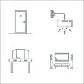 furniture line icons. linear set. quality vector line set such as television, dressing table, lamp Royalty Free Stock Photo