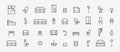 Furniture, line icons set. Collection black outline logo for mobile apps web or site design. Interior vector Royalty Free Stock Photo