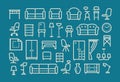 Furniture, line icons set. Collection of vector elements for the interior Royalty Free Stock Photo