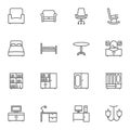 Furniture line icons set