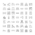 Furniture linear icons, signs, symbols vector line illustration set Royalty Free Stock Photo