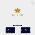 furniture logo design with gold color vector icon illustration icon isolated Royalty Free Stock Photo