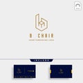 furniture logo design with gold color vector icon illustration icon isolated Royalty Free Stock Photo