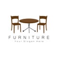 Furniture Logo Design, Home Furniture Illustration Table Icons, Chairs, Cupboards, Lamps